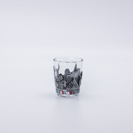 Skotglas gler/stál (silfur) - Kennileiti Íslands