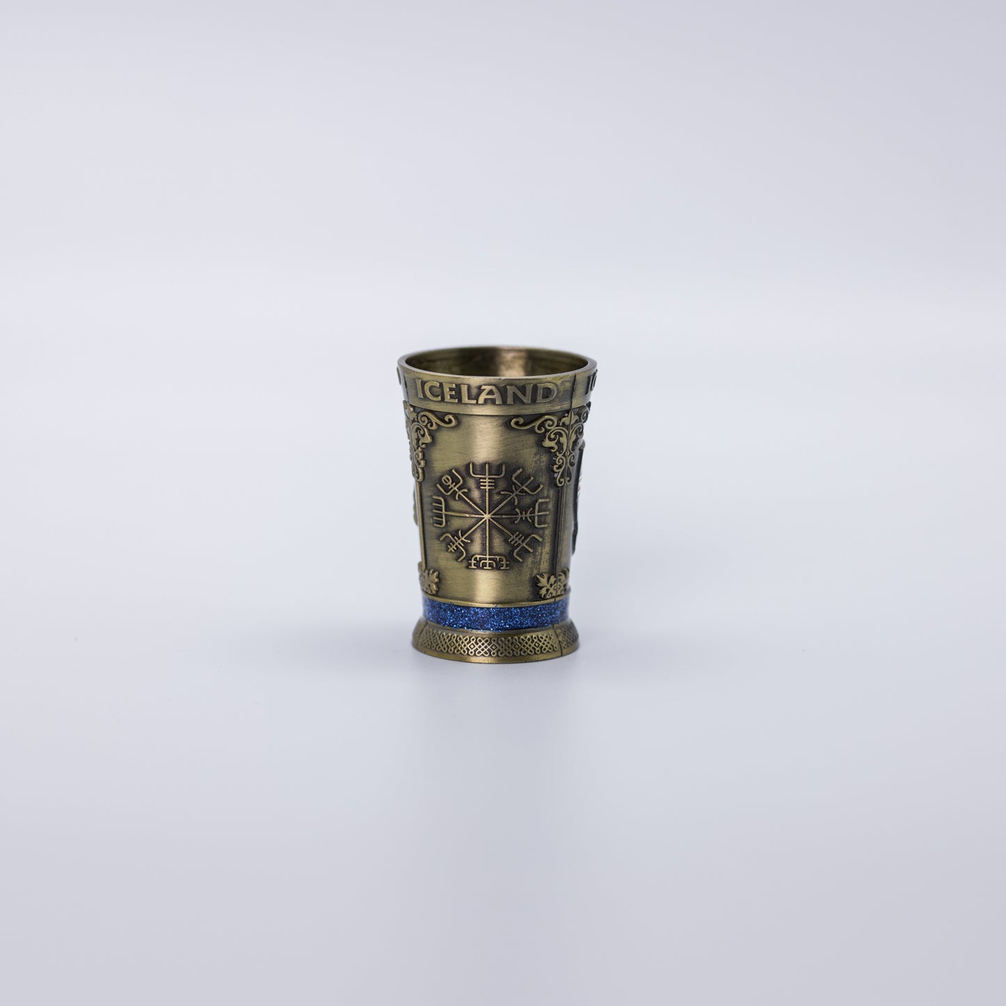 Skotglas stál (gull) - Vegvísir/skip/víkingur