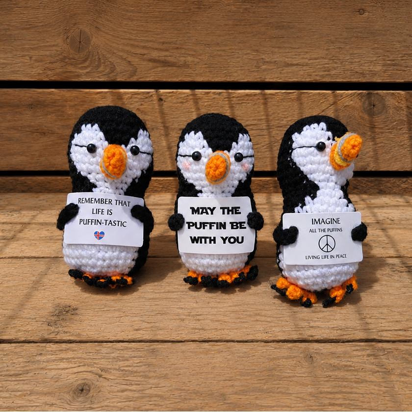 Positive Puffin With Sign - Remember Iceland