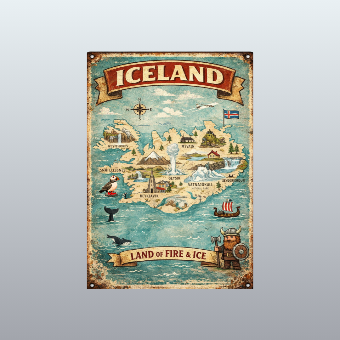 Vintage Metal Sign - Remember Iceland