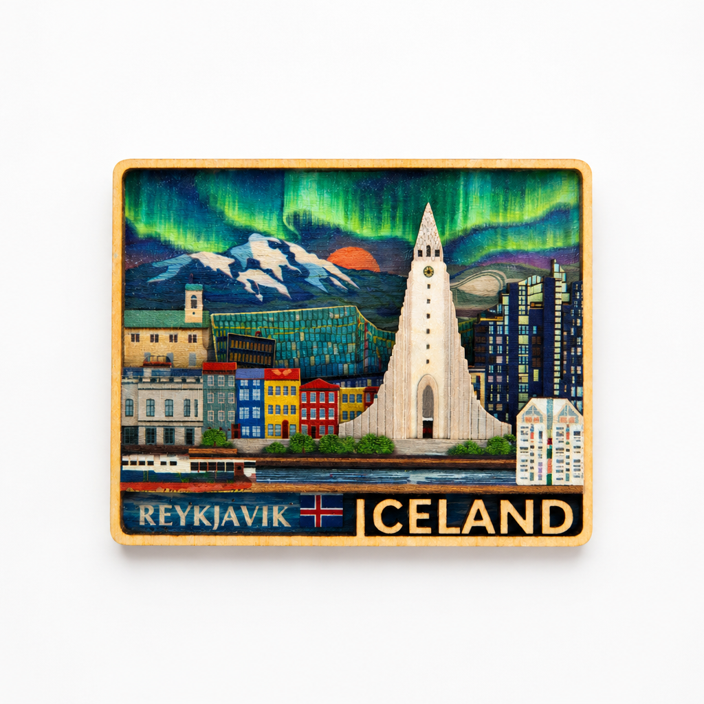 Wooden Magnet - Beautiful Iceland