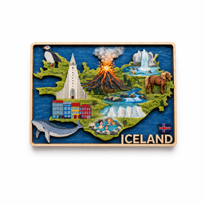 Wooden Magnet - Beautiful Iceland