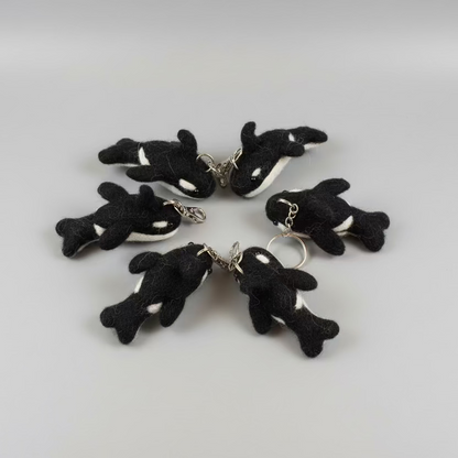 Handmade Wool Orca Keychain
