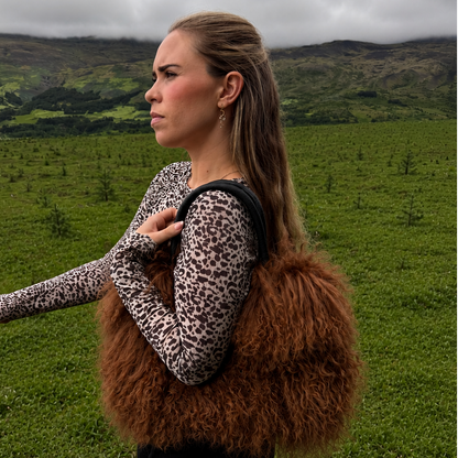 Lamb Fur Handbag Leather Handle - Mamma Reykjavik