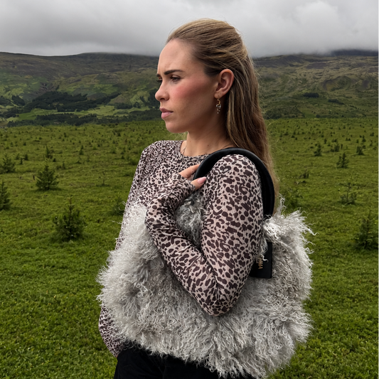 Lamb Fur Handbag Leather Handle - Mamma Reykjavik